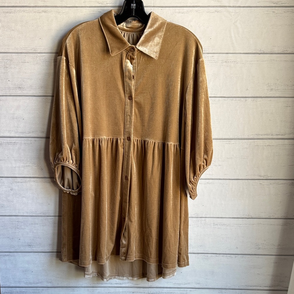 Boutique Beige Crushed Babydoll Dress